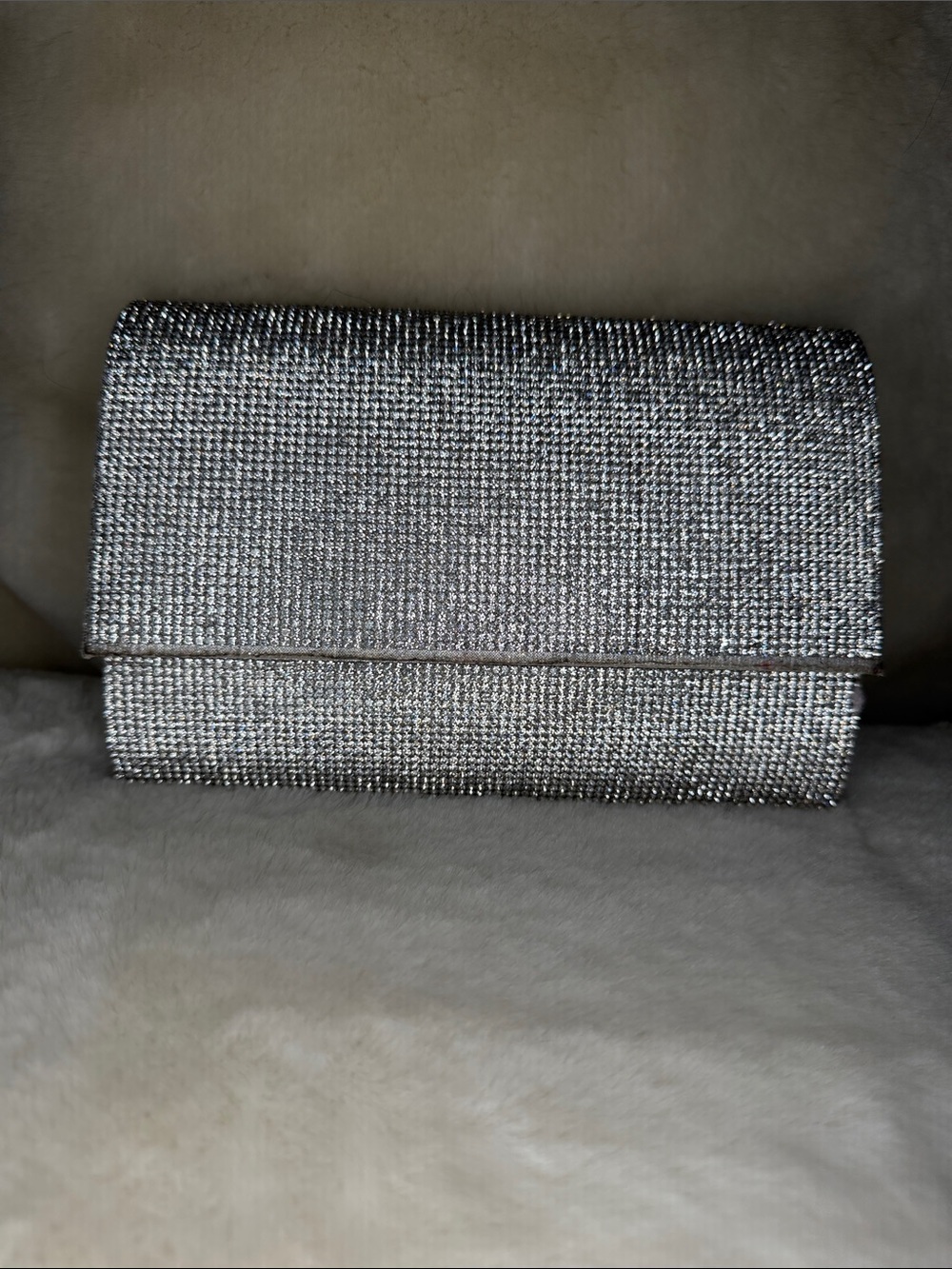Sparkling Silver Crystal Clutch - Women's Evening Bag